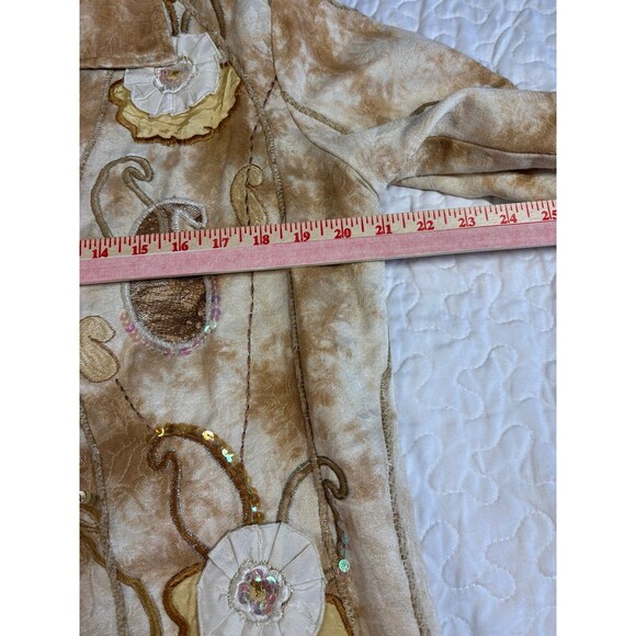 Vintage 90’s Indigo Moon Brown Gold Sequin Floral Button Jacket size medium - Picture 4 of 6
